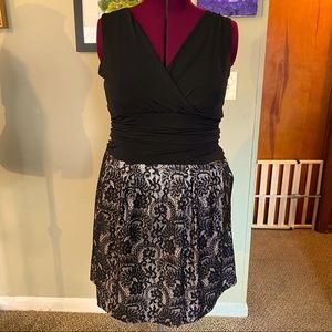 Black and Gold with Lace Overlay Dress